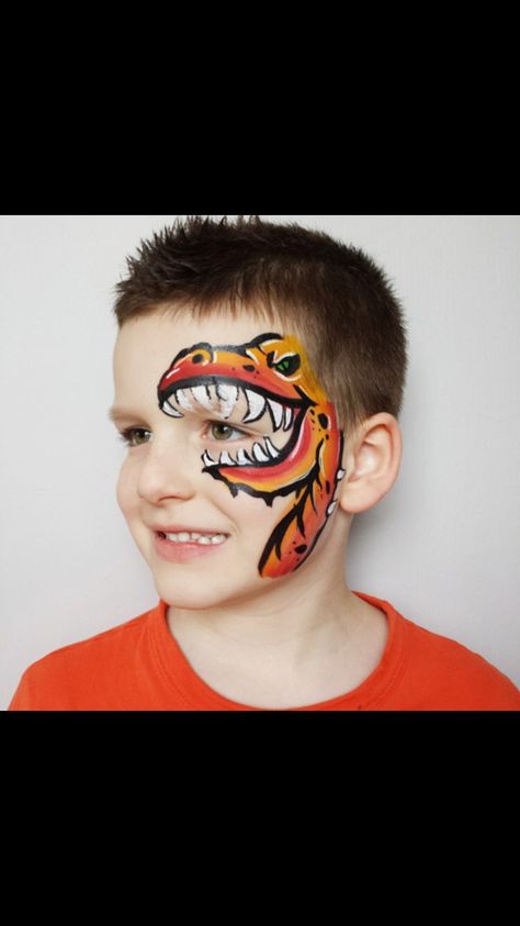 Free Face Painting Templates, Dino Face Paint Easy, T Rex Face Paint, Dino Face Paint, Dinosaur Face Paint, Spider Man Face Paint, Dinosaur Face Painting, Dragon Face Painting, Animal Face Paintings