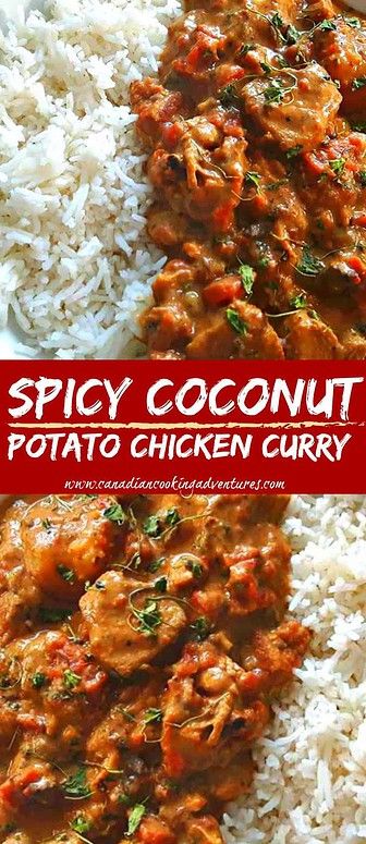 Spicy Coconut Chicken, Potato Chicken Curry, Coconut Chicken Curry, Potato Chicken, Fusion Dishes, Coconut Chicken, Coconut Curry Chicken, Healthy Instant Pot Recipes, Curry Dishes