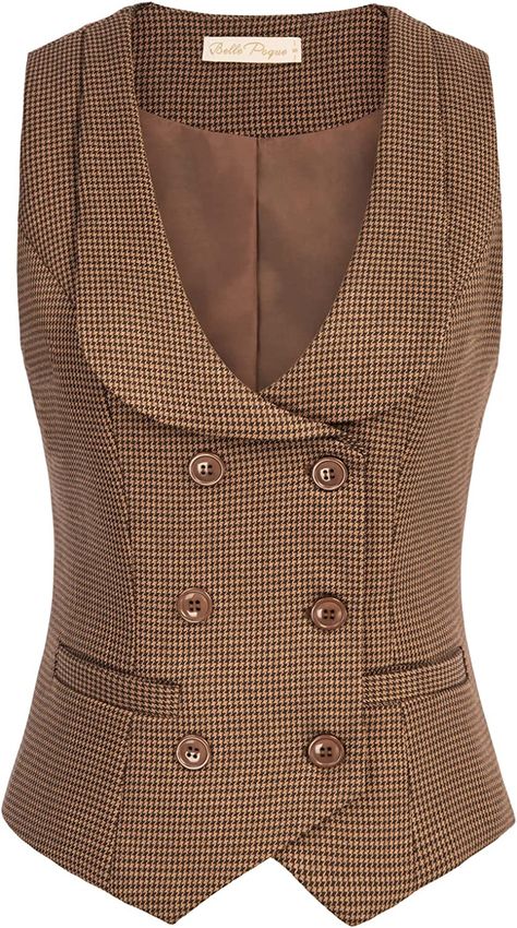 https://amzn.to/3zoNgdD Get a vintage-inspired look with the Belle Poque Women Double Breasted Waistcoat Vintage Lapel Collar Vest Coat. This retro waistcoat features a double-breasted design, classic lapel collar, and two functional pockets. Whether you're channeling your inner Taylor Swift on the Red era tour or adding a timeless piece to your wardrobe, this vest coat is a must-have for any fashion-forward woman Backless Vest, Vintage Waistcoat, Vest Suit, Double Breasted Vest, Double Breasted Waistcoat, Bodycon Evening Dress, Sleeveless Blazer, Collar Vest, Striped Vests