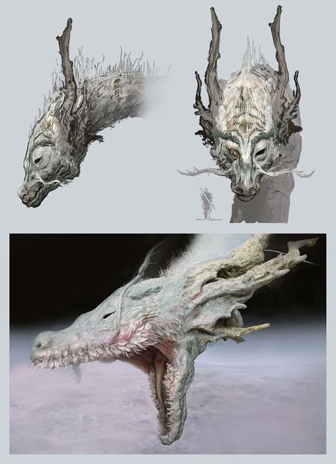 Divine Dragon Head Art from Sekiro: Shadows Die Twice #art #artwork #gaming #videogames #gamer #gameart #conceptart #illustration #sekiro #sekiroshadowsdietwice Dragon Head Art, Divine Dragon, Sekiro Shadows Die Twice, Head Art, Dark Souls Art, Game Concept Art, Fantasy Creatures Art, Dragon Head, Fantasy Monster