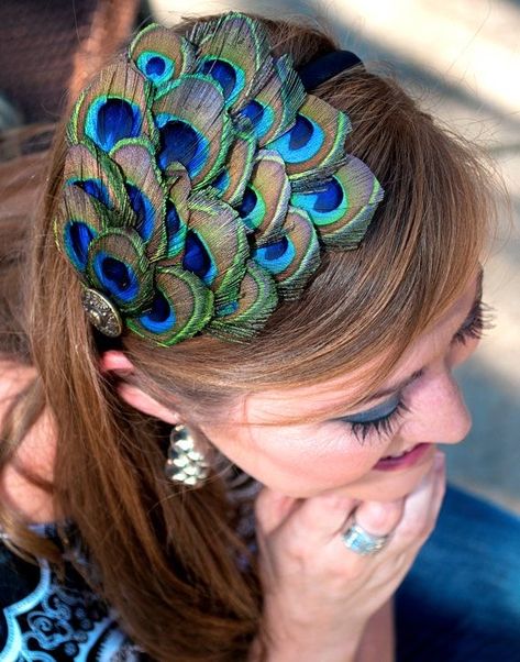 Peacock Headband, Peacock Costume, Peacock Wedding Theme, Feather Fashion, Peacock Jewelry, Peacock Theme, Peacock Wedding, Feather Crafts, Feather Headband