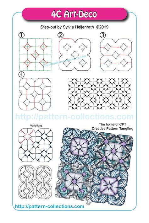 Zentangle Art Patterns, Patterns Zentangle, Zen Doodle Patterns, Zentangle Tutorial, Tangle Pattern, Zen Doodle Art, Tangle Doodle, Zentangle Designs, Tangle Art