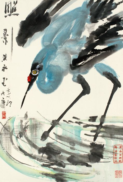 HUANG YONGYU (BORN 1924) Китай | VK China Ink, Japanese Bird, Chinese Artwork, Sumi E Painting, Japan Painting, Japanese Watercolor, Chinese Art Painting, Chinese Brush Painting, Asian Painting