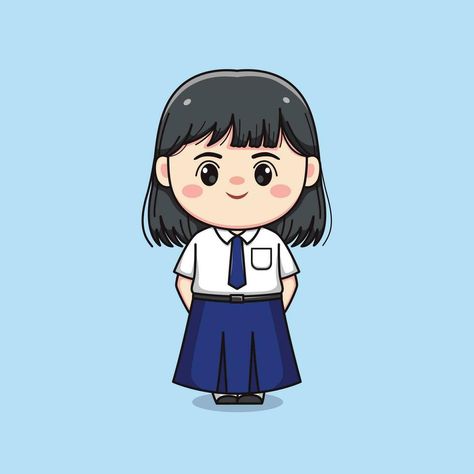 cute junior high school student girl chibi kawaii