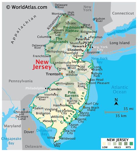 Map Of New Jersey, America Outline, Worldly Things, New Jersey Map, Lake Hopatcong, Delaware Water Gap, Physical Map, North America Map, County Map