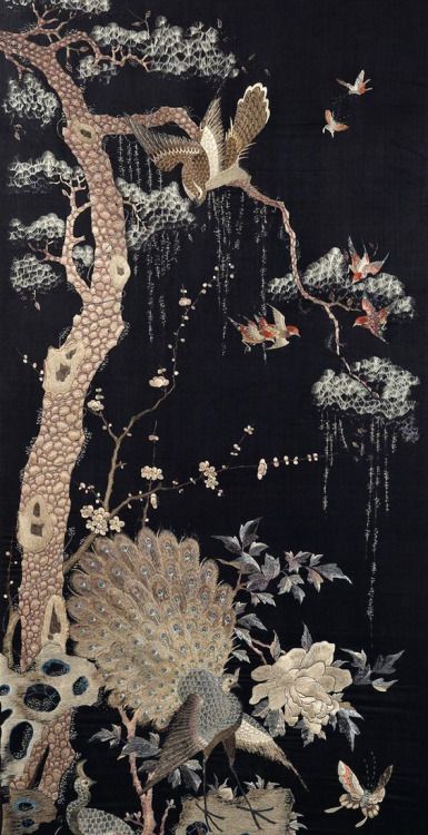 Pola Bordir, Hand Painted Wallpaper, Wallpaper Animes, Japanese Embroidery, Japanese Patterns, Japanese Painting, Japan Art, Japanese Prints, Chinese Painting