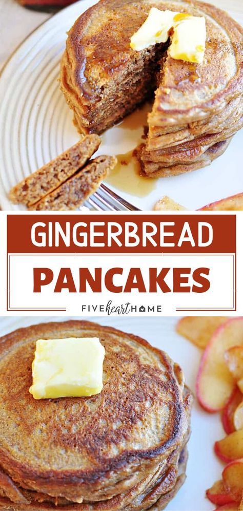 Gingerbread Pancakes Recipe, Gingerbread Pancakes, Christmas Morning Breakfast, Ginger Spice, Gingerbread Recipe, Holiday Breakfast, Breakfast Idea, Christmas Breakfast, Breakfast Pancakes