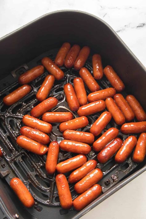 How To Cook Lil Smokies, Air Fryer Little Smokies, Lil Smokies Air Fryer, Air Fryer Lil Smokies, Lil Smokies Recipes Air Fryer, Air Fry Smoked Sausage, Lil Weenies Recipe, Air Fryer Cocktail Weenies, Smokies In Air Fryer