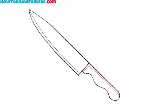 How to Draw a Knife - Easy Drawing Tutorial For Kids Knife Tutorial Drawing, Drawing Of Knife, Knife Drawing Easy, Knife Drawing Reference, Knife Drawing Step By Step, How To Draw A Knife, Paring Knife Drawing, Simple Knife Drawing, Cartoon Knife Drawing