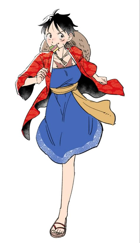 Pregnant Luffy, Luffy In A Dress, Female Ace One Piece, Luffy Genderbend, Luffy Girl, Female Luffy, Fem Luffy, Modern One Piece, One Piece Genderbend