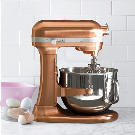 10 Things You Should Know Before Buying a KitchenAid Stand Mixer Recipes With Stand Mixer, Kitchenaid Mixer Decor Ideas, Copper Kitchenaid Mixer, Kitchy Kitchens, Black Kitchen Furniture, Kitchenaid Artisan Mixer, Kitchenaid Appliances, Copper Stand, Beautiful Kitchenware