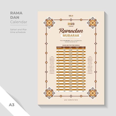 Modern Islamic Pattern, Ramadan Calendar Design, Ramadan Calendar, Calendar Design Template, Time Schedule, Ramadan Day, Ramadan Mubarak, Islamic Pattern, Calendar Design