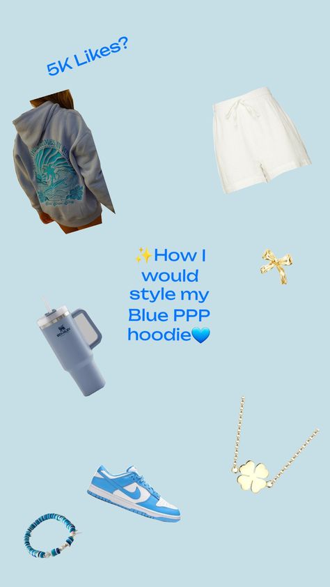 This is how I would style my Blue pink palm puff hoodie if I had one!💙 Can we get this to 5k likes? 💙🌴✨️ #pinkpalmpuff #Bluehoodie #5klikes Puff Hoodie, I Have No One, 5 K, Beach Background, Blue Hoodie, Style Me, Pink, Blue