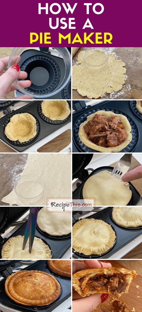 Mini Pies In Pie Maker, Breville Mini Pie Maker Recipes, Breville Pie Maker Recipes, Pie Machine Recipes, Mini Pie Maker Recipes Ideas, Dash Pie Maker Recipes, How To Make A Pie, Dash Pie Maker, Dash Mini Pie Maker Recipes