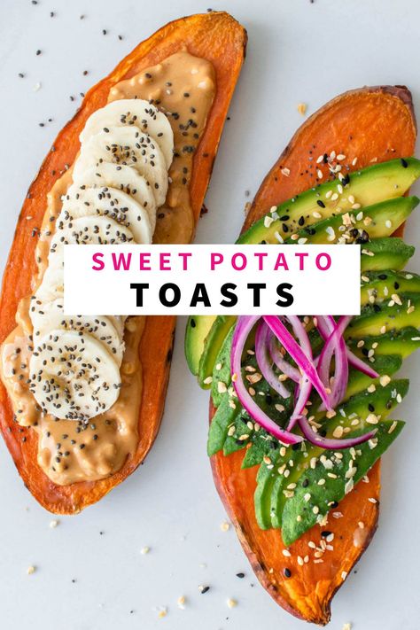 Toaster Sweet Potato Toast, Vegan Breakfast Sweet Potato, Toaster Oven Sweet Potato, Vegan Sweet Potato Recipes Breakfast, Sweet Potato Toast Recipes, Raw Sweet Potato Recipes, Sweet Potato Toaster Oven, Sweet Potato Recipes Breakfast, Sweet Potato Healthy