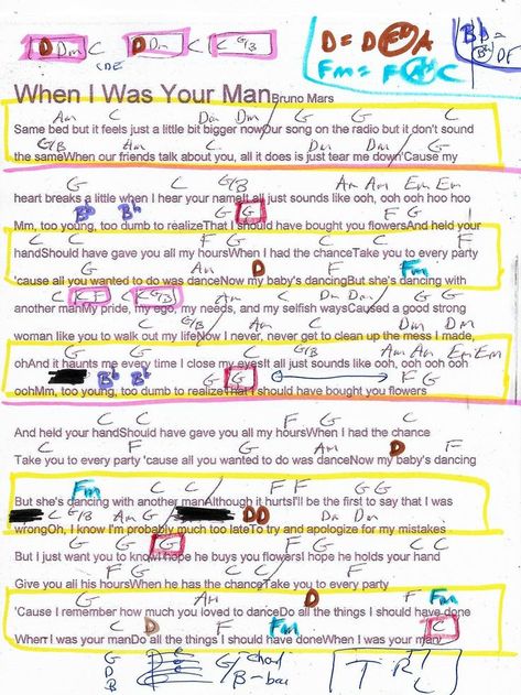 When I Was Your Man (Bruno Mars) Guitar Chord Chart When I Was Your Man Piano Chords, Rises The Moon Guitar Chords, Horse With No Name Guitar Chords, When I Was Your Man, F#m Chord Guitar, Somewhere Only We Know Piano, Great Song Lyrics, Guitar Chord Chart, Bruno Mars