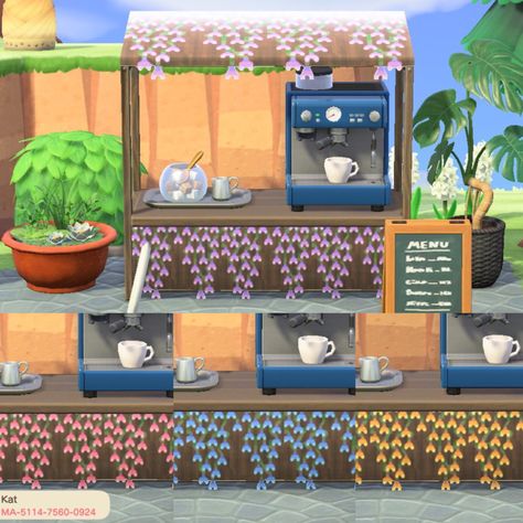 Acnh Stall Qr Codes, Acnh Creator Id Codes, Acnh Stall Custom Design, Stall Design Animal Crossing, Animal Crossing Stall Design, Acnh Stall Custom, Flower Stall, Acnh Patterns, Motif Acnl