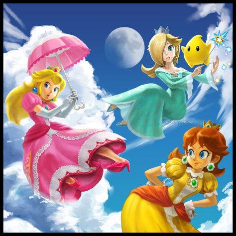 Super Mario Smash Bros, Peach Daisy And Rosalina, Daisy And Rosalina, Princess Friends, Mario Princesses, Princess Rosalina, Mario Fanart, Nintendo Mario Bros, Super Mario Bros Games