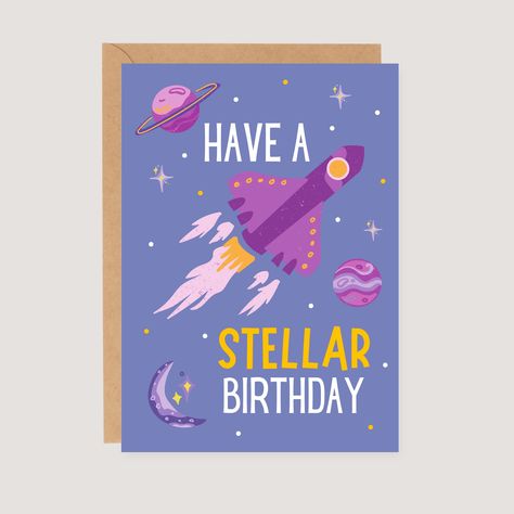 Explore the cosmos with this space-themed birthday card! 🌌 This unique outer space greeting card is ideal for celebrating birthdays in an out-of-this-world way. 🚀 #SpaceTheme #BirthdayCard #OuterSpace #GalaxyCard #CosmicBirthday #HandcraftedCards #EtsyFinds #SpaceLover #UniqueGreetingCard Space Birthday Card, Colourful Birthday, Unique Birthday Wishes, Outer Space Birthday, Colorful Birthday, Space Birthday, Kids Birthday Cards, Space Theme, Special Cards