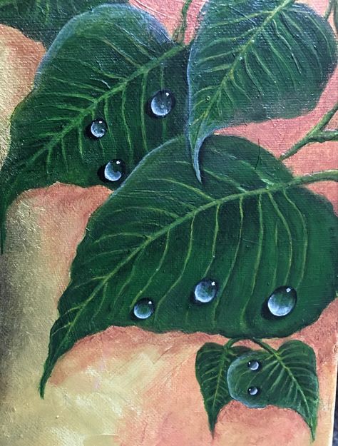 Water Droplets On Leaves, Water Droplets Painting, Rain Drops Drawing, Paint Water Droplets, Droplets Drawing, Water Droplets Drawing, Water Droplets Art, Water Drop Drawing, Canvas Art Painting Acrylic