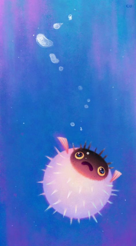 Puffer Fish Wallpaper, Cute Puffer Fish, Profil Pictures, Puffer Fish, Fish Wallpaper, China Art, Childrens Illustrations, Art Club, Silk Painting