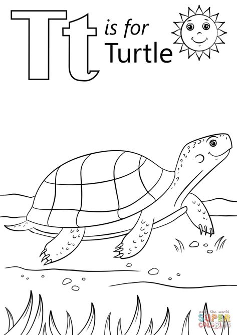 T Is For Turtle Preschool, T For Turtle Craft, T For Turtle, Letter T Coloring Page Free Printables, Letter S Coloring Page Free Printable, T Is For, Letter T Coloring Page, T Coloring Page, Turtle Coloring Pages Free Printable