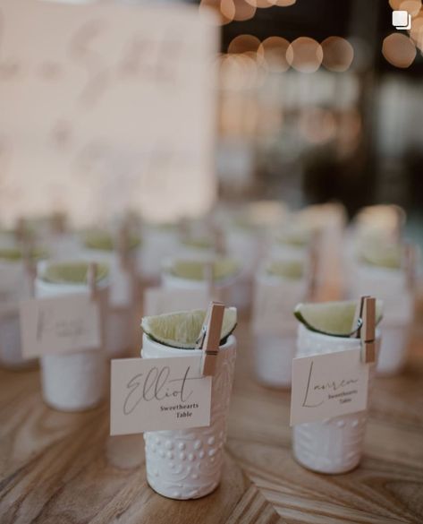 Tequila Wedding Ideas, Mexican Shot Glasses Wedding Favors, Wedding Tequila Shots, Desert Wedding Favors, Wedding Party Details, Amor Eterno Wedding Theme, Shot Glass Seating Chart Wedding, Take A Shot Take A Seat, Mexican Shot Glasses