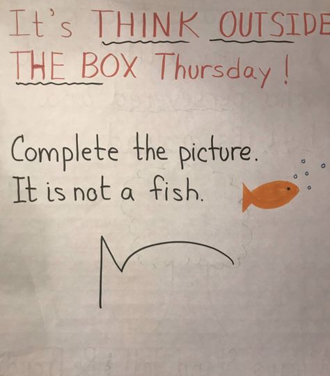 Library Whiteboard Ideas, Think Outside The Box Thursday, Whiteboard Prompts, Complete The Picture, Whiteboard Messages, Morning Meeting, Classroom Fun, Future Classroom, Outside The Box