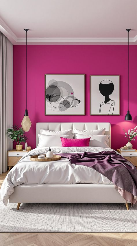 Pink Bedroom Ideas Cute Pink Bedroom, Modern Pink Bedroom, Pink Bedroom Inspirations, Design A Bedroom, Pink Bedroom Ideas, Pink Art Deco, Classic French Style, Fantasy Rooms, Design Decor Ideas