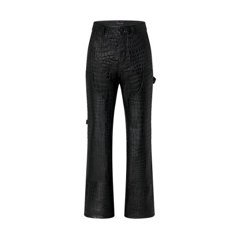 Alligator Carpenter Pants - Ready to Wear | LOUIS VUITTON Pants Collection, Airport Fashion, Lv Monogram, Louis Vuitton Official, Carpenter Pants, Bell Bottom Pants, Airport Style, Men Winter, Bell Bottoms