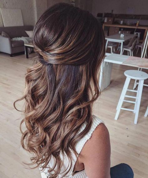 39 Gorgeous Half Up Half Down Hairstyles #longhairstyles #halfuphalfdownhair  #noheathairstyles #braids #braided #weddinghair #weddinghairstyle #summerhairstyles #weddinghairstyles Bridesmaid Hairstyles Thinning Hair, Hair For Wedding Bride Half Up Half Down, Classic Half Up Half Down Wedding Hair, Easy Formal Hairstyles, Mob Dress, Themes Wedding, Kadeřnické Trendy, Colors Wedding, Wedding Hair Down