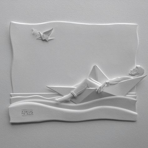 Project Paper, Paper Art Sculpture, 3d Cnc, Paper Mache Sculpture, Paper Sculptures, Paper Boat, Relief Sculpture, Plaster Art, Bas Relief