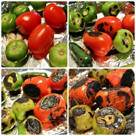 Mission: Food: Salsa Quemada (Roasted Tomato and Tomatillo Salsa) Salsa With Tomatillos And Tomatoes, Salsa Quemada Recipe, Roasted Red Salsa, Roasted Tomatillo Salsa, Mexican Salsa Recipes, Real Mexican Food, Roasted Tomatillo, Homemade Hot Sauce, Roasted Jalapeno