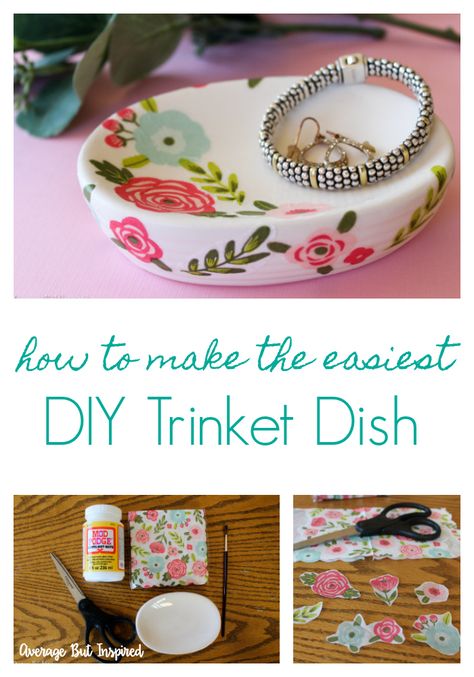 Diy Trinket Dish, Craft Night Party, Craft Night Projects, Ladies Craft Night, Girls Night Crafts, Craft Night Ideas, Mops Crafts, Inexpensive Crafts, Mod Podge Crafts