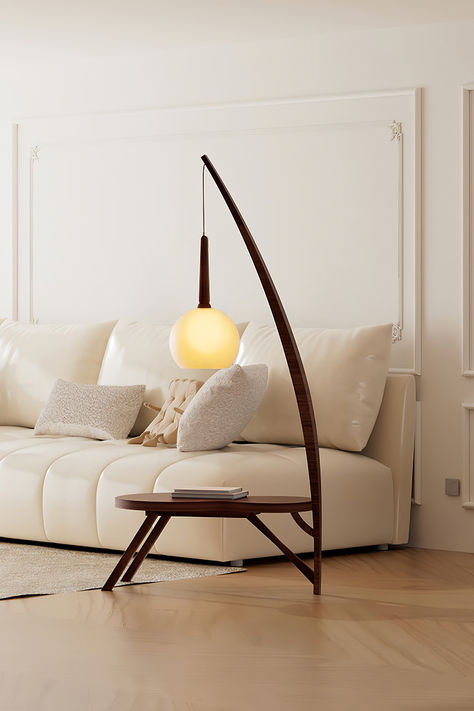 This modern and stylish Solid Wood Coffee Table Storage Floor Lamp offers both storage and lighting in one. Its solid wood construction makes it stable and durable, while its floor lamp provides an ambient light source. Its table storage ensures you can store whatever you need in an organized fashion. Wood Floor Lamps Living Room, Diy Wood Lamp, Wood Coffee Table Storage, Wood Lighting Design, Wood Coffe Table, Coffee Table Storage, Coffee Table Lamp, Tall Floor Lamps, Modern Floor Lamp