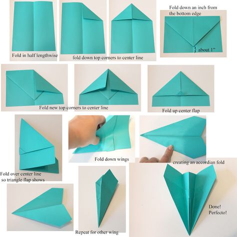 Paper Airplane Steps, Diy Origami Home Decor, Paper Airplane Template, Origami Plane, Origami Home Decor, Make A Paper Airplane, Airplane Kids, Airplane Crafts, Tutorial Origami