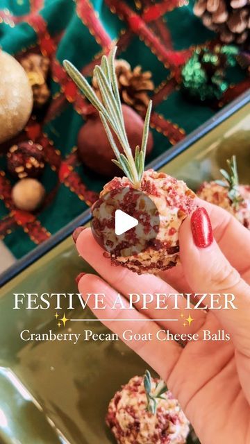 Brooke Martin on Instagram: "A festive appetizer for the holiday season + its super easy!😋 ✨Cranberry Pecan Goat Cheese Balls✨ Ingredients: 8 oz log of goat cheese (@laurachenel is my favorite) 1/3 cup dried cranberries 1/3 cup pecan 1 tsp dried parsley ½ tsp salt ¼ tsp pepper Rosemary sprigs Makes 8-12 cheese balls, depending on size Pair with a dry Riesling, the earthy and tangy flavors of the goat cheese complement the flavors and acidity in the wine. A Sauvignon Blanc is a great option as well.🥂 Featured Wine: @trefethenfamily 2022 Dry Riesling Oak Knoll District of Napa Valley #festivebites #holidayappetizers #christmasrecipe #smallbites #cheeseandwinepairing #foodandwinepairing #dryriesling #whitewines #goatcheeseballs" Cranberry Pecan Goat Cheese Balls, Cranberry Goat Cheese Appetizer, Goat Cheese Balls, Oak Knoll, Goat Cheese Appetizer, Mini Goats, Festive Appetizers, Dried Parsley, Cranberry Cheese