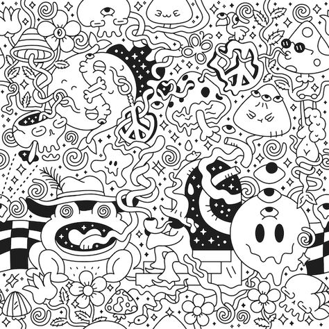 Trippy Designs Pattern, Trippy Coloring Pages, Spirit Character, Coloring Posters, Adult Coloring Books Printables, Swear Word Coloring Book, Words Coloring Book, Summer Coloring Pages, Adult Coloring Designs