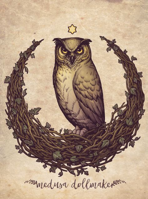 Hedera Helix Ivy, Owl Paper, Owl Moon, Hedera Helix, Beautiful Witch, Pagan Art, Witch Design, Dark Artwork, Moon Art Print