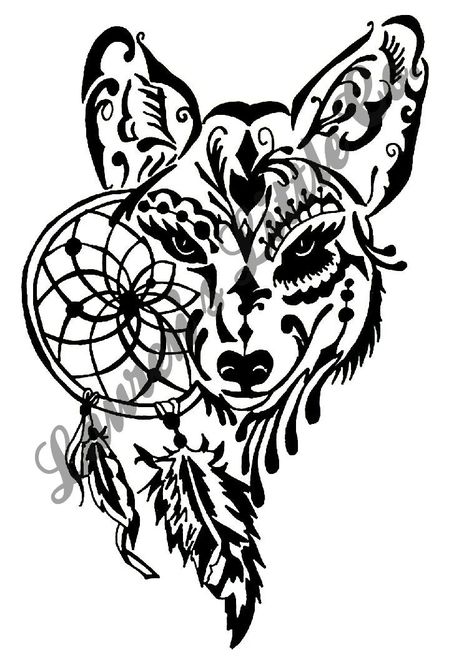 Wolf Tribal Dream Catcher by LaurensLittleCo on Etsy Dream Catcher Silhouette, Wolf Wall Painting, Owl Dreamcatcher Tattoo, Dream Catcher Svg, Dream Catcher Drawing, Wolf Dreamcatcher, Owl Dream Catcher, Cricket Crafts, Dream Catcher Patterns