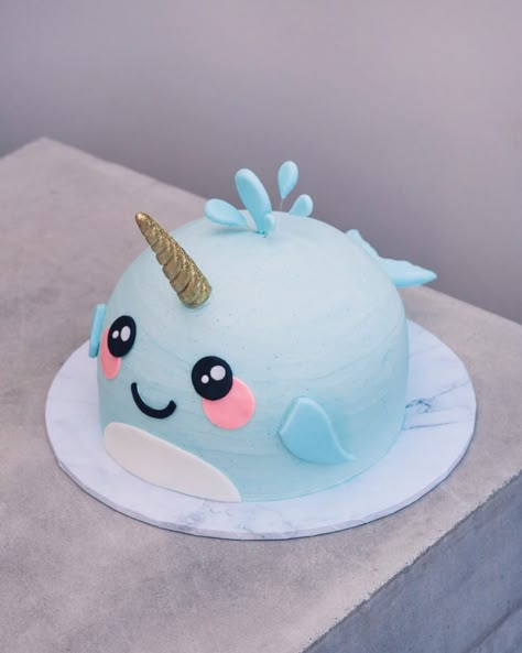 Narwhal Cake, Narwhal Birthday Party, Narwhal Party, Chandelier Cake, Sea Cakes, Magic Cake, Animal Cakes, Childrens Birthday Cakes, Kue Ulang Tahun