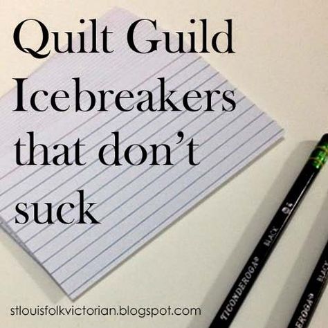 St. Louis Folk Victorian // Quilt Guild Icebreakers that don't suck #quilting #activities #games #icebreakers Quilt Games, Quilt Retreat Favors, Quilt Guild Programs, Quilt Retreat Gifts, Quilting Humor, Victorian Quilts, Sewing Retreats, Quilting Quotes, Folk Victorian