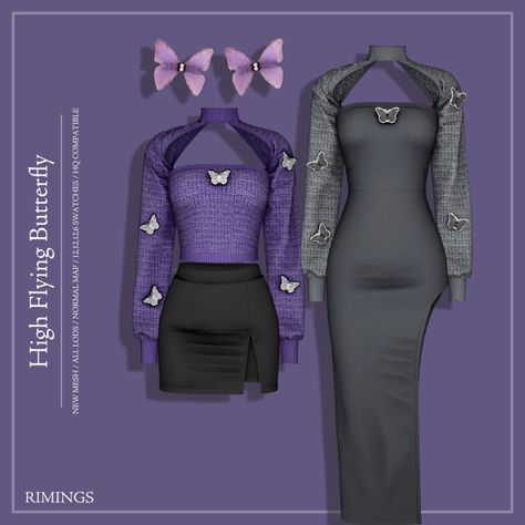 PUBLIC! Sims 4 Butterfly Dress, Sims Love, Flying Butterfly, Sims 4 Male Clothes, Butterfly Top, Totally Spies, Sims 4 Dresses, Butterfly Dress, Sims4 Clothes