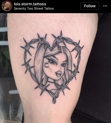 Tattoo Been, Storm Tattoos, Brats Tattoo, Bratz Tattoo Design, Chest Tattoo Fonts, Bratz Tattoo, Tatuaje Cover Up, Hip Thigh Tattoos, Z Tattoo