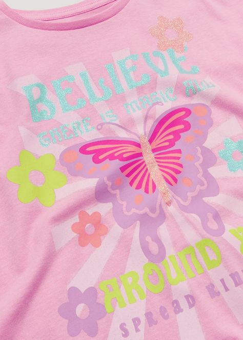 Girls Pink Butterfly Print Longline T-Shirt (4-13yrs) – Pink – Matalan Butterfly Tshirt, Kids Dress Patterns, Shirt Prints, Girls Art, Whatsapp Web, Weekend Wardrobe, Pink Butterfly, Girls Clothes, Pink Shirt