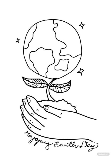 Fresh Air Drawing, Drawing With Hands, Earth Day Drawing Ideas, Earth Sketch, Drawing Ideas Cute, Earth Drawing, Earth Day Drawing, School Christmas Party, Earth Day Posters