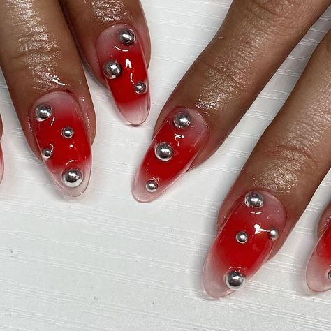 Red And Silver Nails, Silver Nail Designs, Minimal Nails, Nails Only, Designs Nail, Nail Nail, Design Nail, Silver Nails, Unique Nails