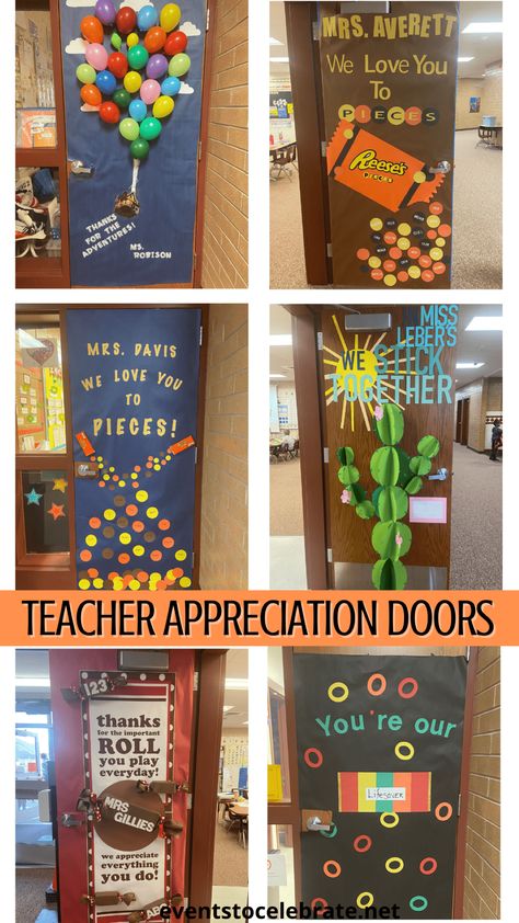 Decorating Teacher Doors, Teacher Appreciation Gifts Color Theme, Teachers Appreciation Door Decorations, Staff Appreciation Door Decorating Ideas, Customer Appreciation Themes, Teacher Appreciation Classroom Door, Decorate Teacher Door Ideas, Principal Day Gifts From Staff, Assistant Principal Door Decor