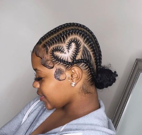 Cornrows With Heart, Heart Braids, Light Purple Hair, Braids Ideas, Feed In Braids Hairstyles, Cute Braided Hairstyles, Braided Cornrow Hairstyles, Quick Braided Hairstyles, Box Braids Styling