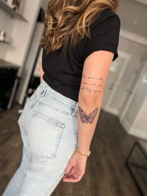 Quote Tattoo For Lost Loved One, Butterfly Quotes Tattoos, 2 Miscarriages In A Row Tattoo, Surrogate Tattoo, Tattoo Ideas For Lossed Loved Ones, Tattoo Quotes For Lost Loved Ones, Tattoos For Miscarriages Simple, Infertile Tattoo, The Sun Will Rise And We Will Try Again Tattoo